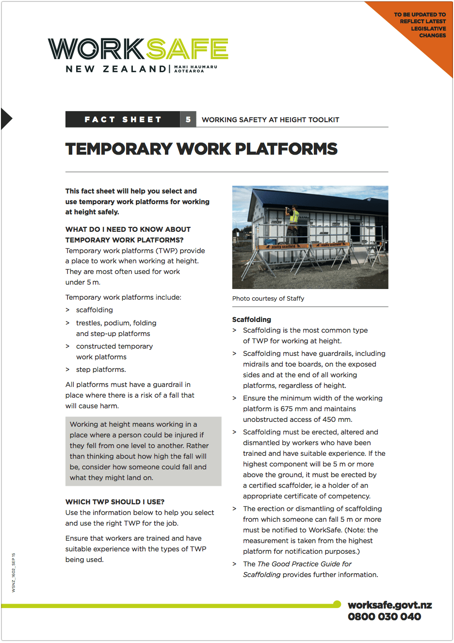 Temporary Work Platforms Factsheet